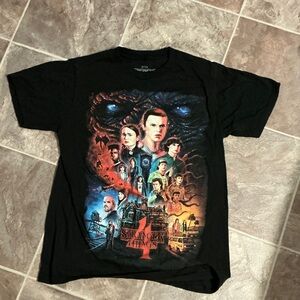 Netflix Stranger 4 Things Black and Red Graphic Tee